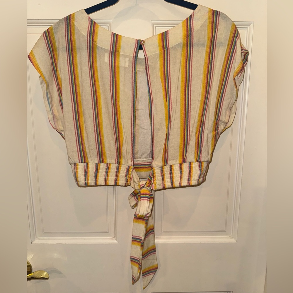 Striped Yellow and White Jumpsuit - Picture 6 of 10